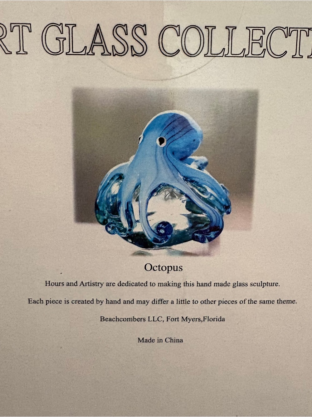 Handmade Octopus Blown Glass Figurine Gift Home Decor Blue-Green Paper Weight - Picture 15 of 15